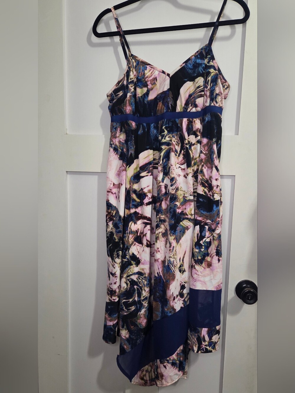 Simply Vera Vera Wang Navy, Pink & Cream Abstract Midi Dress